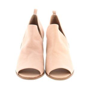 Lucky Brand Leather Open Toe Booties Nude 8.5